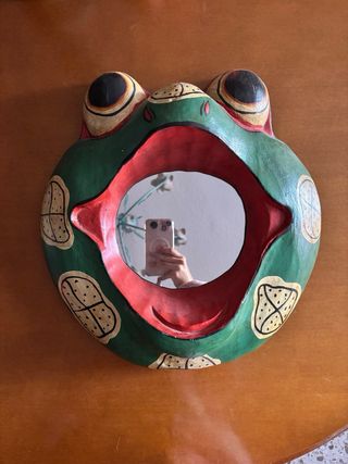 Espejo Decorativo Rana Artesanal Madera.