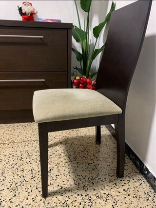 Juego 4 Sillas Comedor Tela y Madera