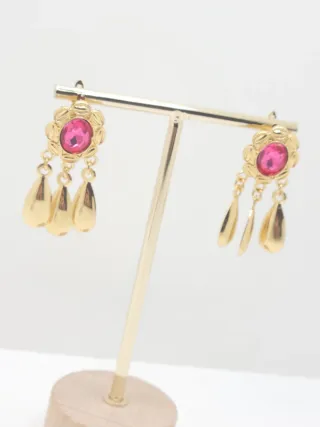 Preciosos Pendientes Goldfilled con Piedra fucsia