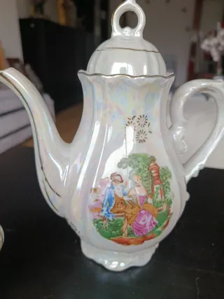 Juego de café porcelana nacarada