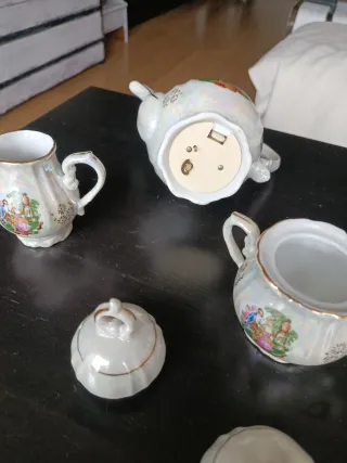 Juego de café porcelana nacarada