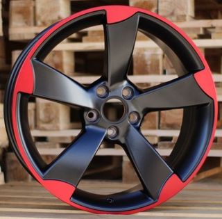 Llantas Rotor Negro Mate Borde Rojo