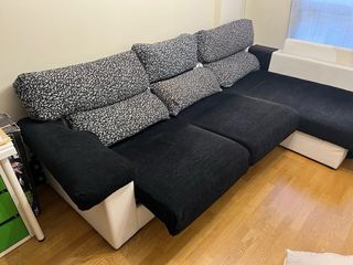 Sofá chaise longue tela negro y blanco