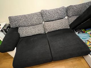 Sofá chaise longue tela negro y blanco