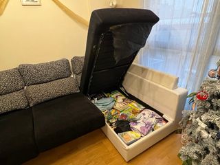 Sofá chaise longue tela negro y blanco