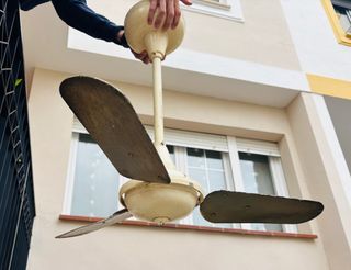 Ventilador de techo vintage beige