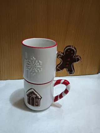 Set 4 Tazas Navidad Cerámica Nuevo