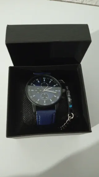 Reloj Geneva Hombre Negro y Azul