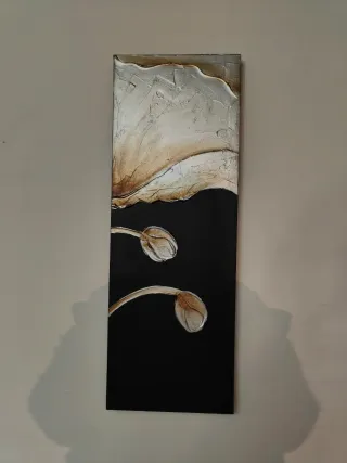 Tris quadri fiori nero argento