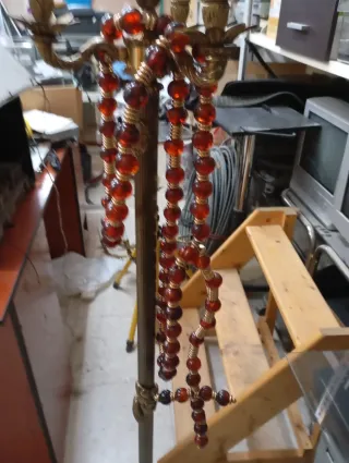 Crucifijo Grande de Ámbar y Metal Dorado