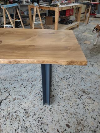 Mesa Comedor Madera Maciza y Hierro