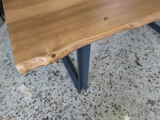 Mesa Comedor Madera Maciza y Hierro