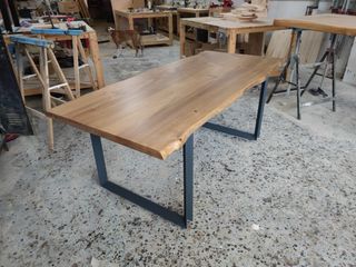 Mesa Comedor Madera Maciza y Hierro