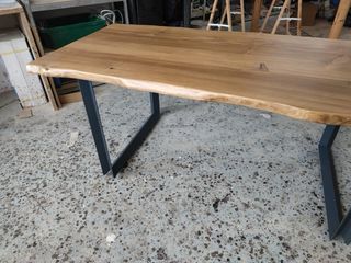 Mesa Comedor Madera Maciza y Hierro