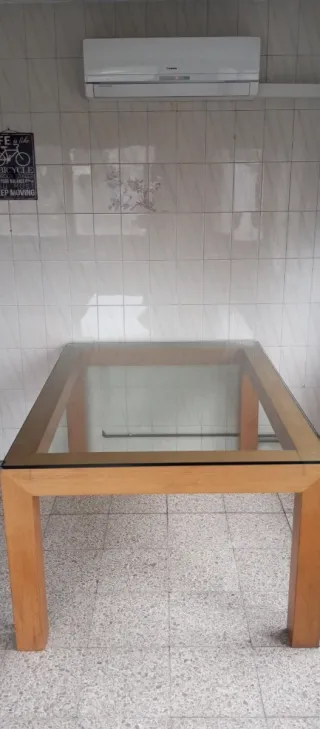 Mesa madera y cristal