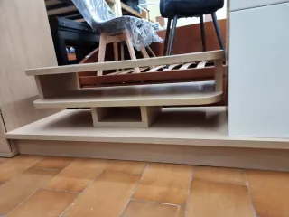 Mueble TV modular madera y blanco