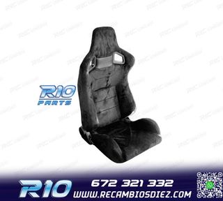 KIT ASIENTO DEPORTIVO SEMI BAQUET LOOK RS ALCÁNTARA NEGRA