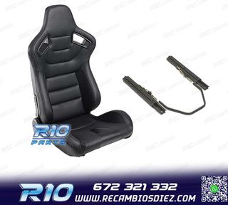 ASIENTO DEPORTIVO SEMI BAQUET ESTILO RS CUERO NEGRO Y CORRED