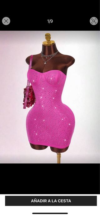 Vestido rosa brillante fiesta XS