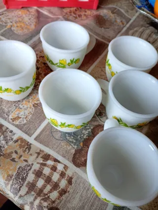 Set 6 Tazzine Caffè Porcellana Fiori Gialli