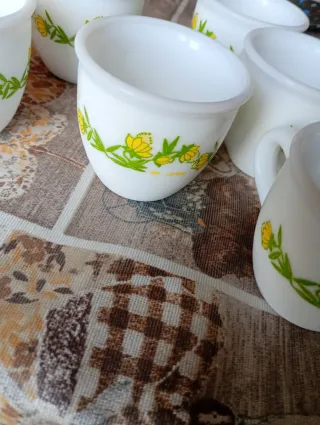 Set 6 Tazzine Caffè Porcellana Fiori Gialli