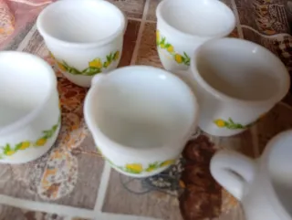 Set 6 Tazzine Caffè Porcellana Fiori Gialli