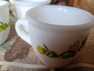 Set 6 Tazzine Caffè Porcellana Fiori Gialli