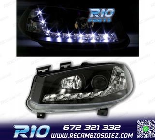 FAROS RENAULT MEGANE 02-05 LUZ DIURNA LED FONDO NEGRO