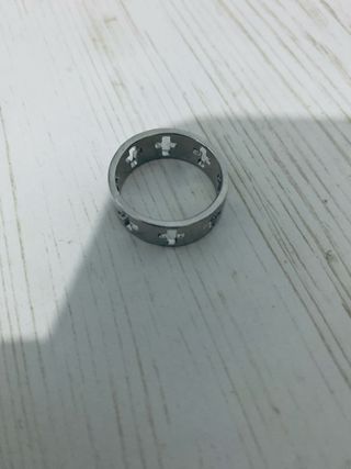 Conjunto collar cruz y anillo acero inoxidable