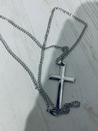 Conjunto collar cruz y anillo acero inoxidable