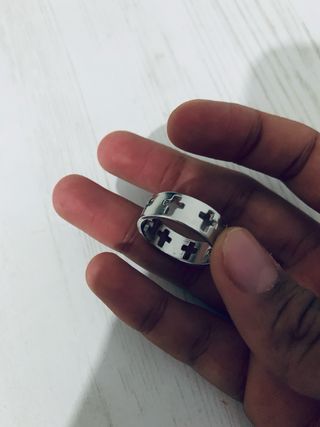 Conjunto collar cruz y anillo acero inoxidable