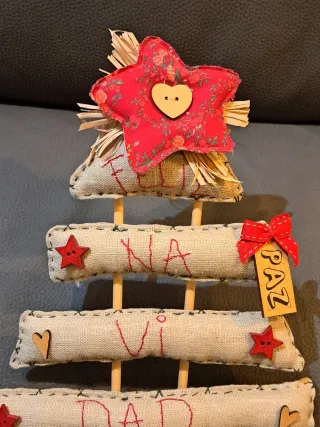Árbol de Navidad Decorativo Tela y Madera