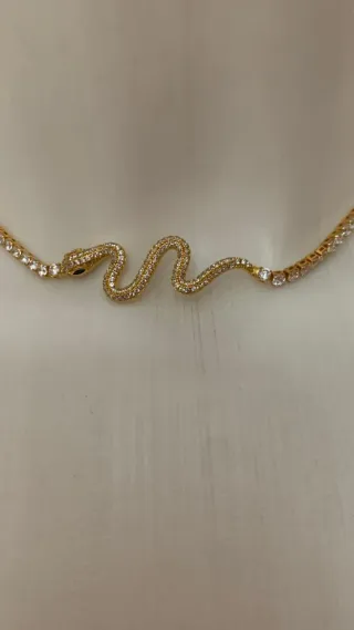 Collana serpente strass oro e argento