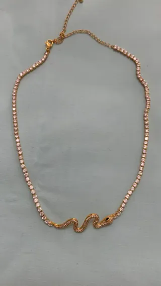 Collana serpente strass oro e argento