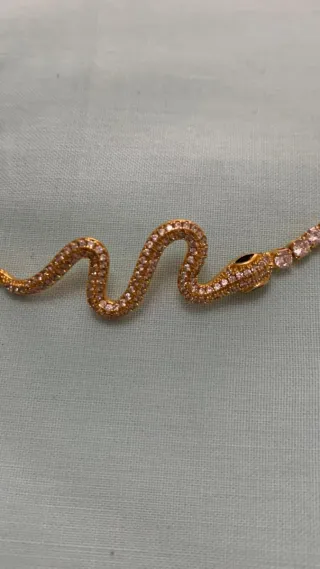 Collana serpente strass oro e argento