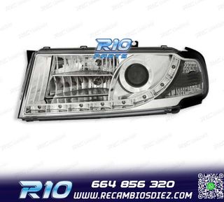 FAROS PARA SKODA OCTAVIA 01-04 LUZ DIURNA LED FONDO CROMO