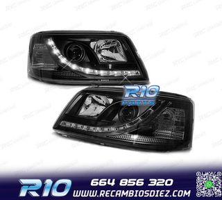 FAROS PARA VOLKSWAGEN VW T5 03-09 DRL NEGROS