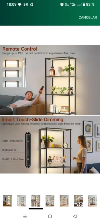 Estantería Negra con Luces LED