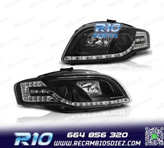 FAROS AUDI A4 B7 04-08 FONDO NEGRO INTERMITENTES LED