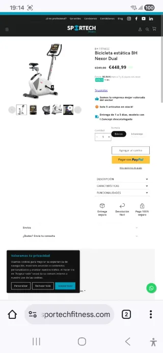 Bicicleta Estática BH Nexor Dual