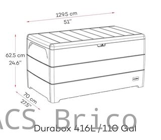 Baúl Arcón PVC 416 L Marrón - 70x129x62 cm - Duramax