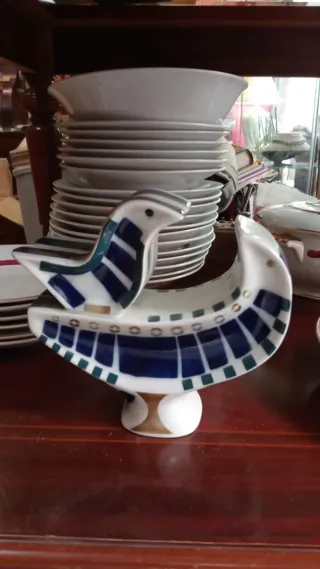 Sargadelos Pájaro Cerámica Azul Blanco