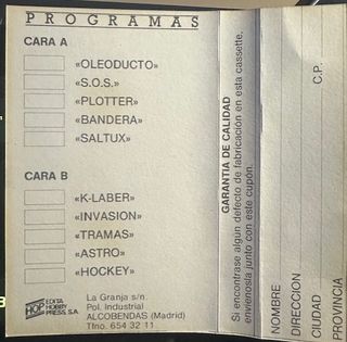 Microhobby Cassette Nº 5 Sinclair