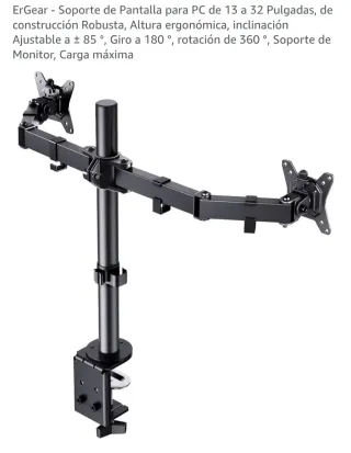 Soporte Doble Monitor ErGear Negro