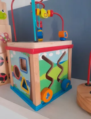 Lote Juguetes Madera Bloques y Cuentas