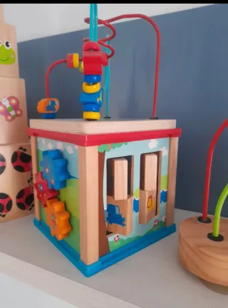 Lote Juguetes Madera Bloques y Cuentas