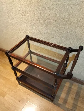 Carro camarera antiguo madera y cristal