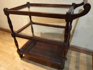 Carro camarera antiguo madera y cristal