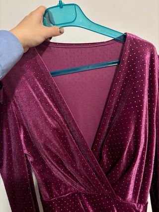 Vestido fiesta morado con plateado