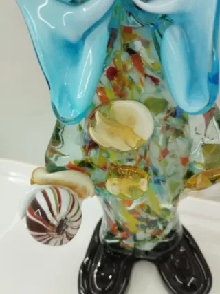 Payaso de cristal multicolor de Murano